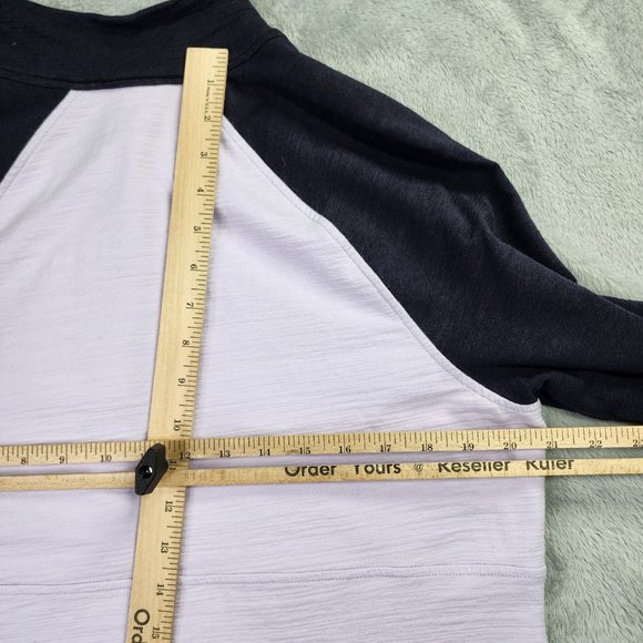 T by Talbots Top Women L Pink Blue Pullover Mock Neck Snaps UPF 50 Hiking - Picture 10 of 12